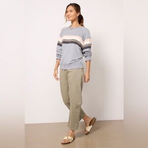 Faherty Coastal Cloud Crew Sweatshirt in Blue Westward Stripe Size Medium